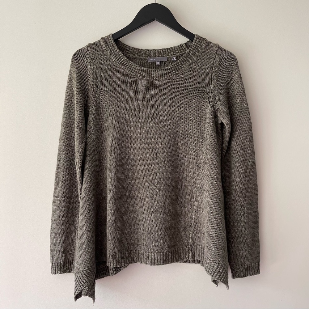VINCE SWING LINEN CREW NECK SWEATER